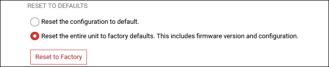 Reset Using the Web Interface