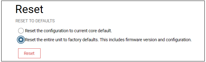 Reset Using the Web Interface